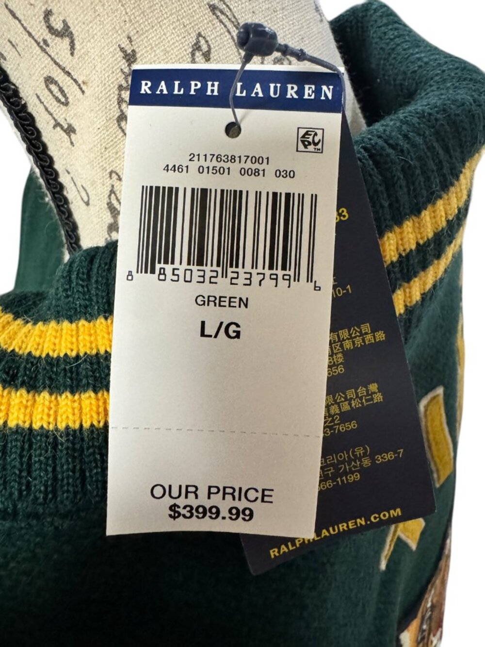 NWT Polo Ralph Lauren Women's Green RL Tigers ’67 Letterman Jacket | Size Large - Picture 6 of 8